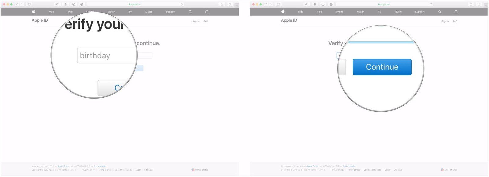 Подтвердите день рождения, нажмите продолжить